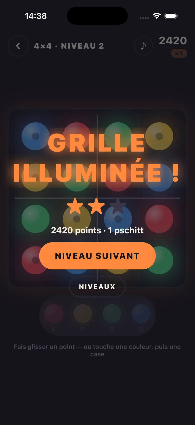 Grille illuminée : deux étoiles et 2420 points.