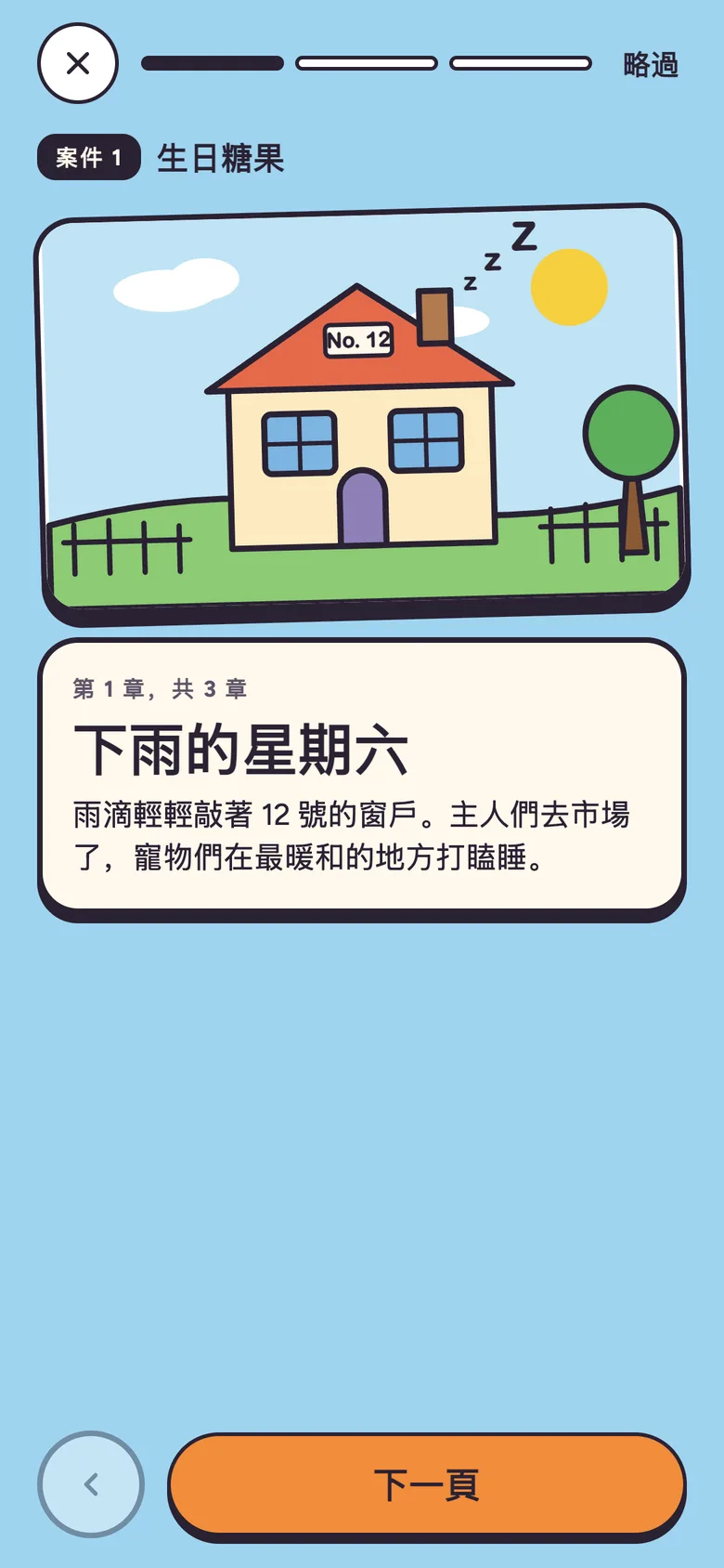 故事章節：12 號屋裡一個下雨的星期六。