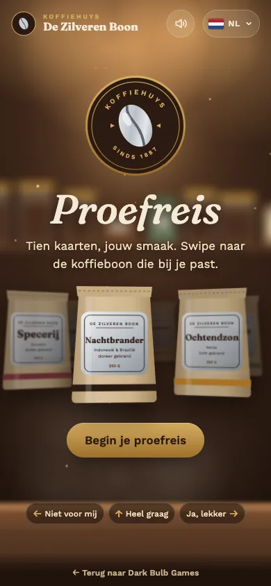 Startscherm met het wapen van het koffiehuis